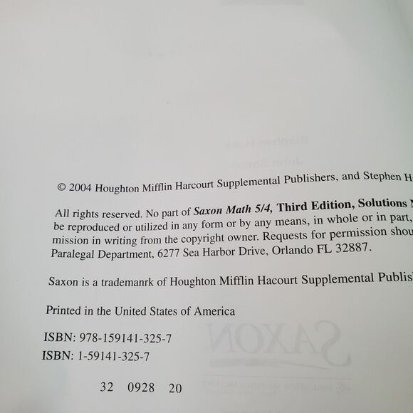 Saxon Math Homeschool 5 / 4: Solutions Manual - Paperback - ACCEPTABLE - Picture 5 of 16